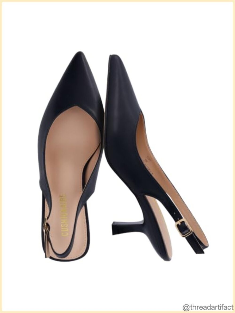 Cushionaire Saby Slingback Kitten Heels Pointed Toe Pumps Faux Leather